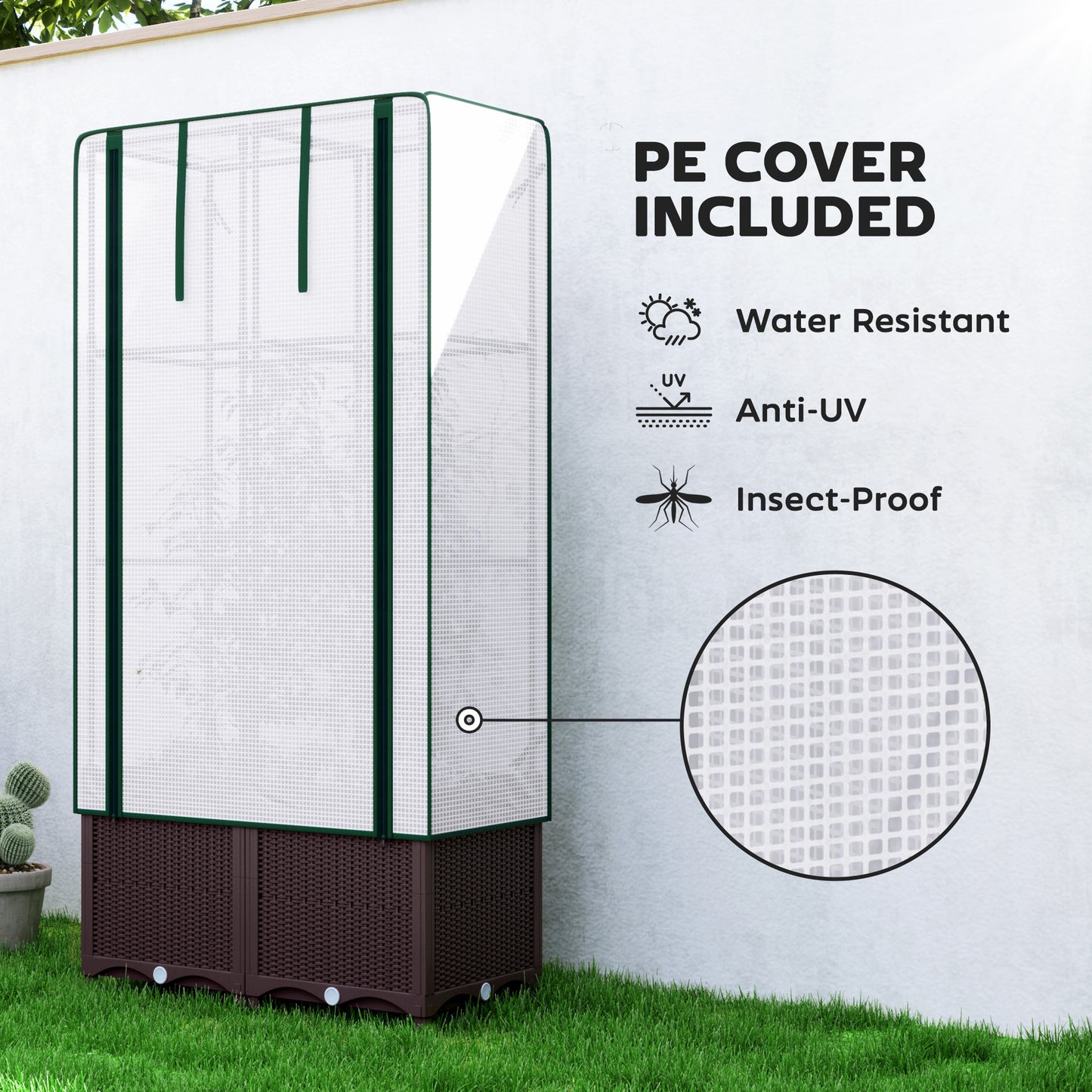 Plastic Vegetable Planter with Trellis, 80 x 40 x 140 cm