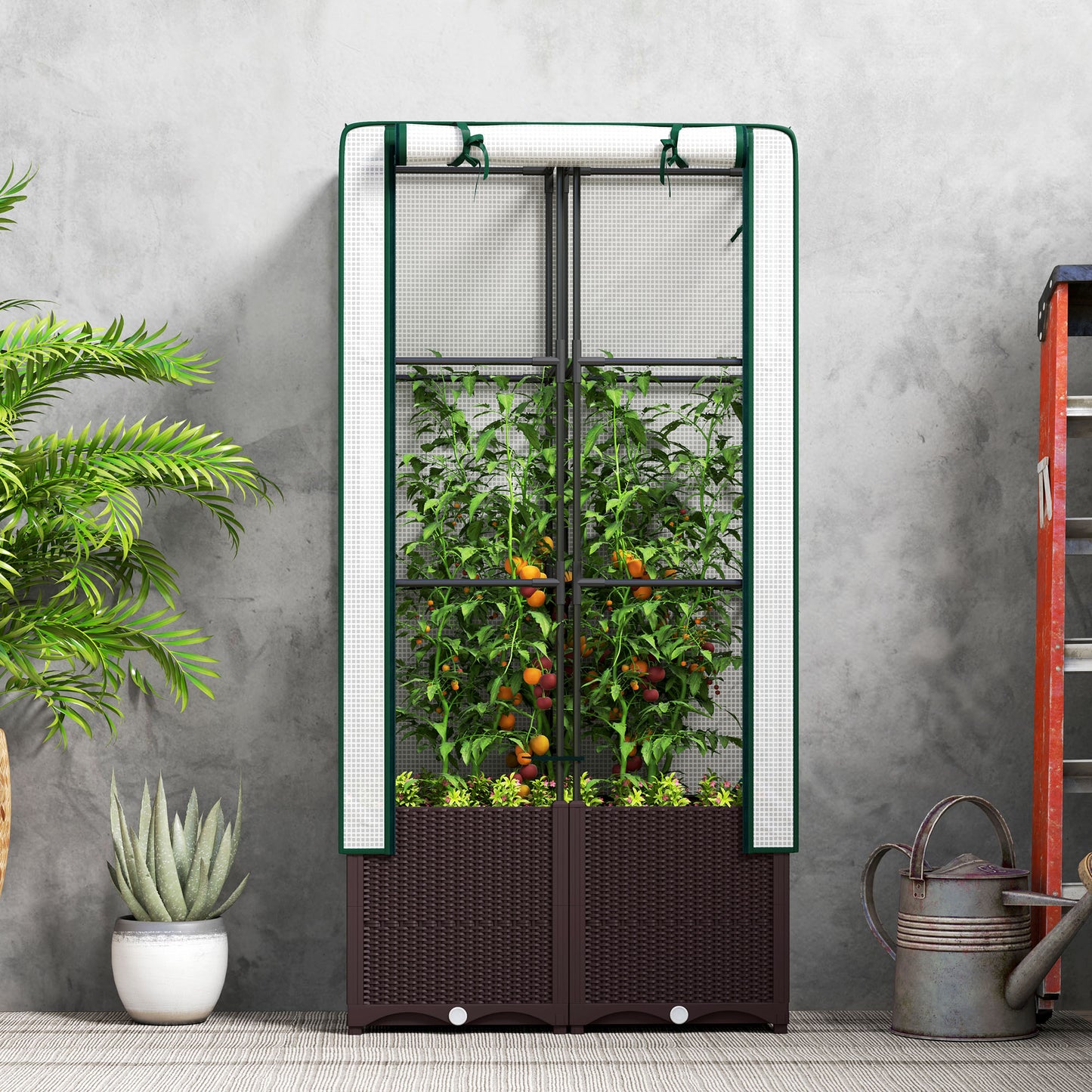 Plastic Vegetable Planter with Trellis, 80 x 40 x 140 cm