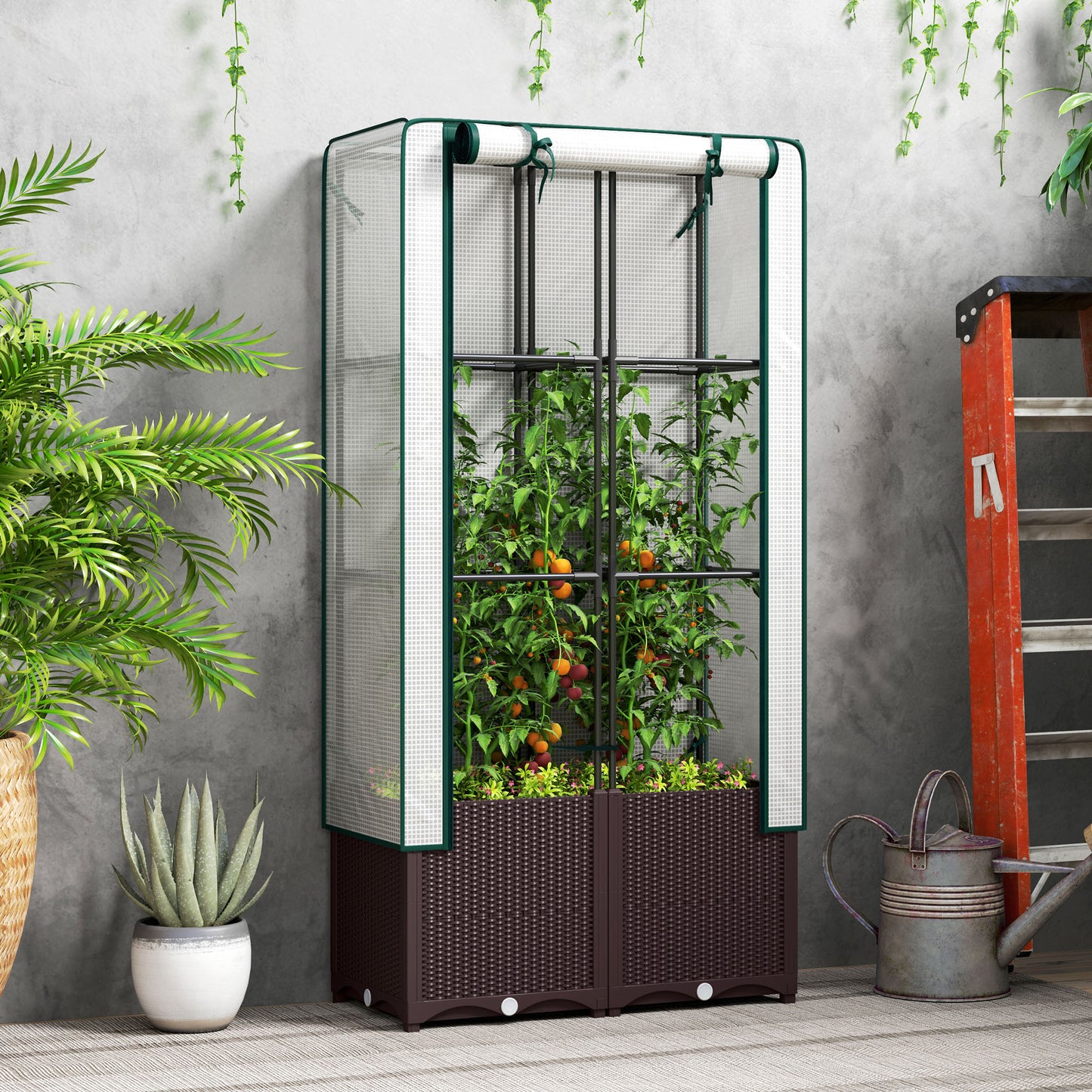 Plastic Vegetable Planter with Trellis, 80 x 40 x 140 cm