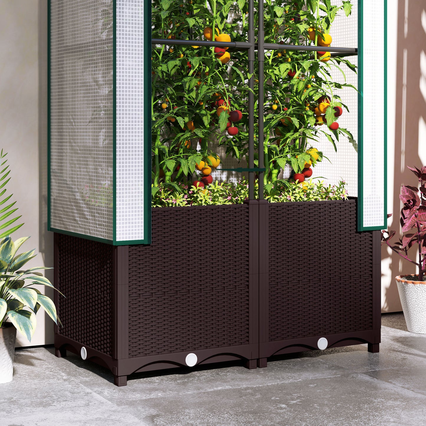 Plastic Vegetable Planter with Trellis, 80 x 40 x 140 cm