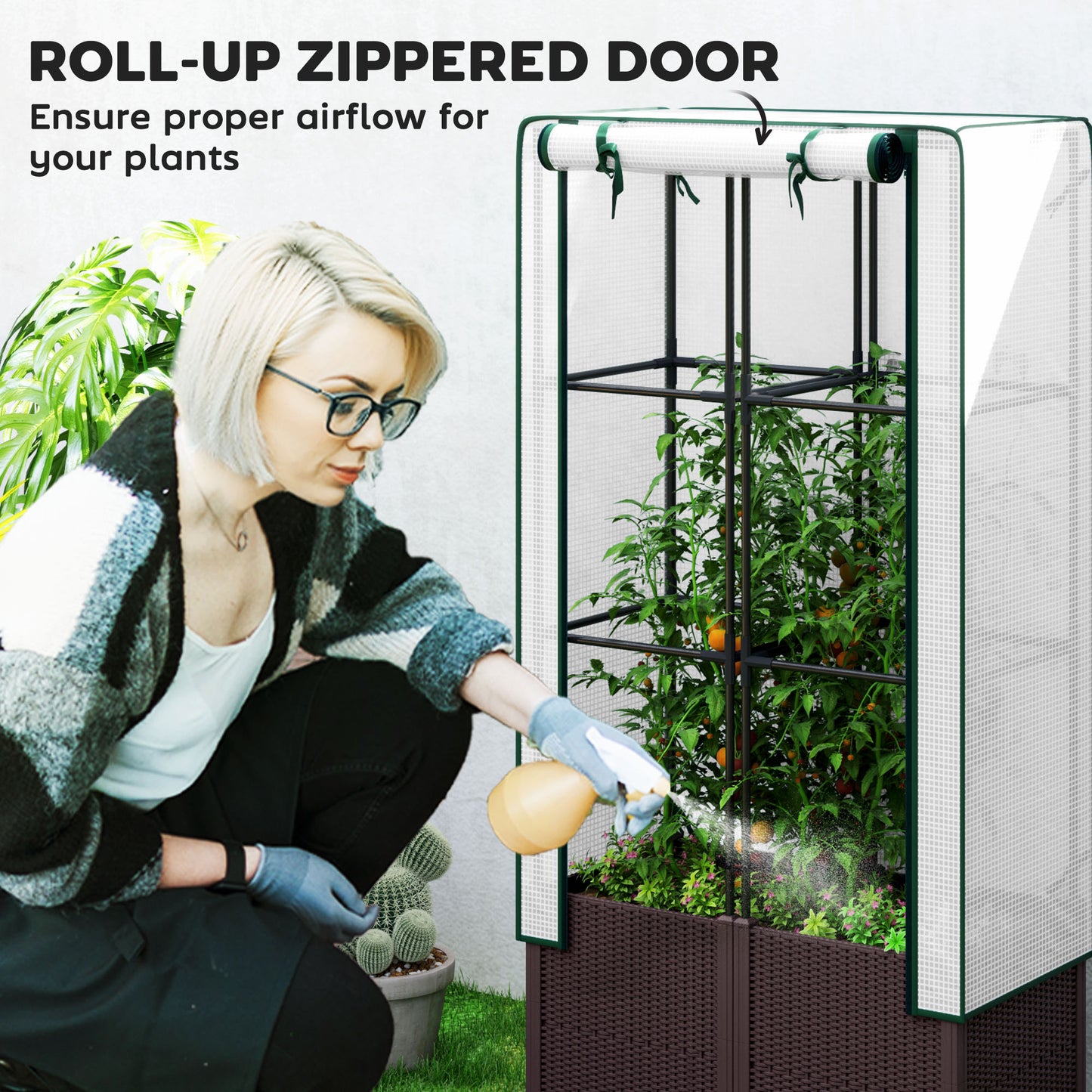 Plastic Vegetable Planter with Trellis, 80 x 40 x 140 cm