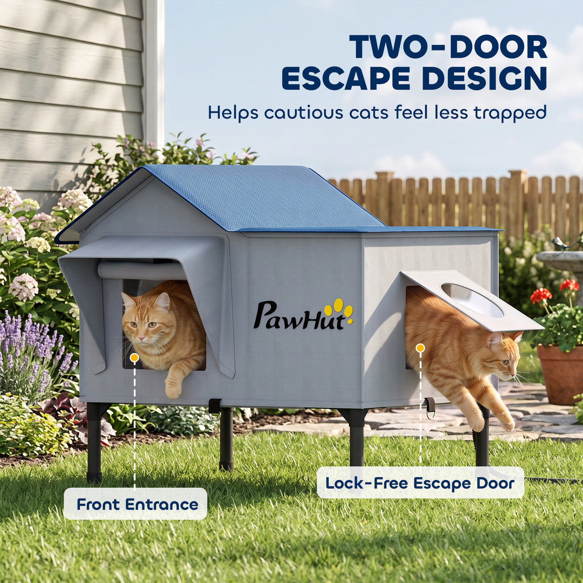 Heated Cat House Weatherproof Cat House for Outside with Heating Pad