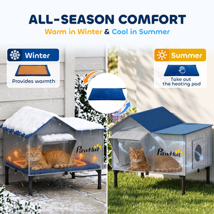 Heated Cat House Weatherproof Cat House for Outside with Heating Pad
