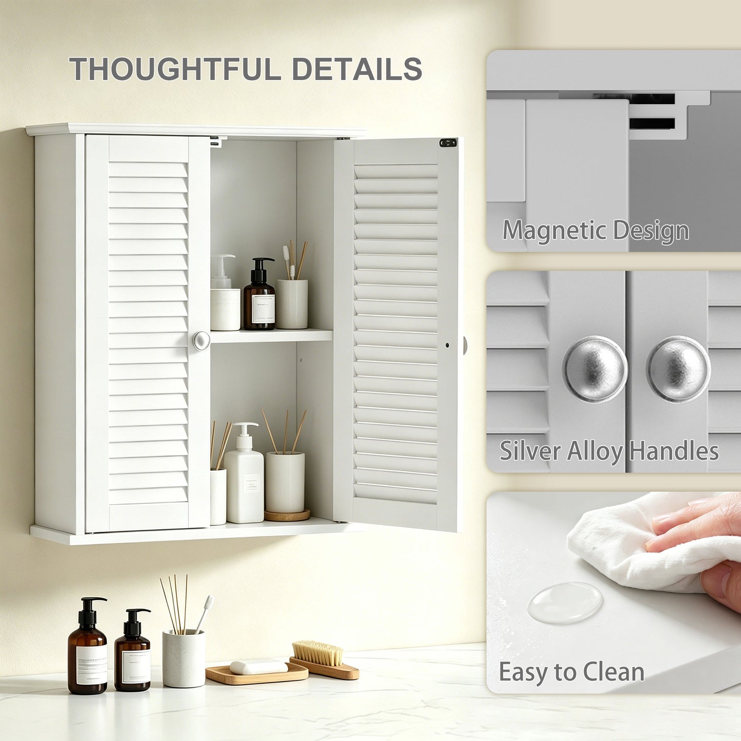 Bathroom Cabinet with Adjustable Shelf, White