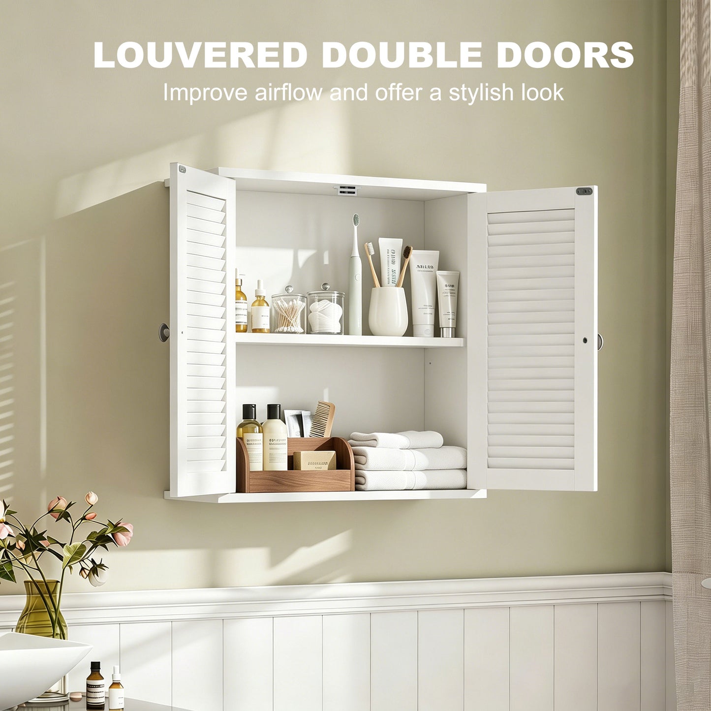 Bathroom Cabinet with Adjustable Shelf, White