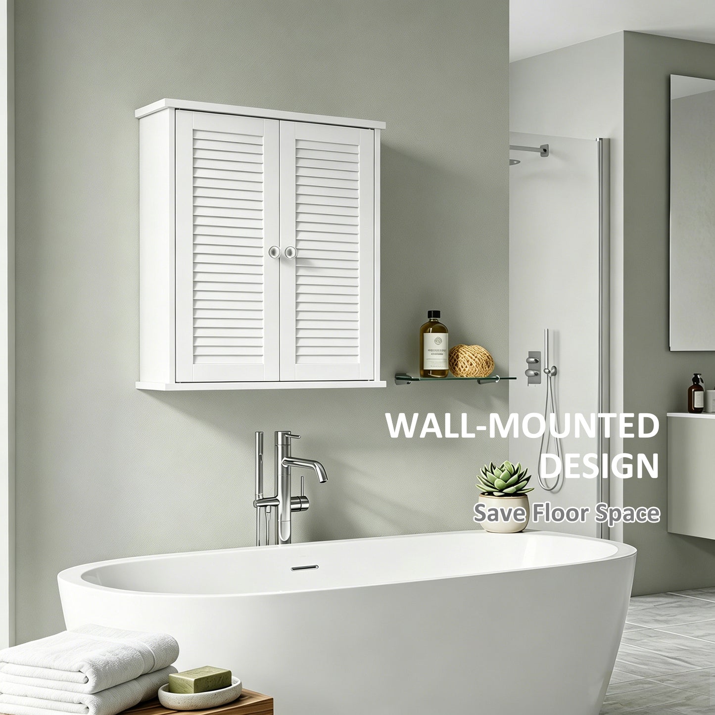 Bathroom Cabinet with Adjustable Shelf, White