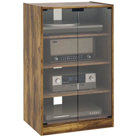 4-Tier Hi-Fi Stand with Adjustable Shelves, Rustic Brown