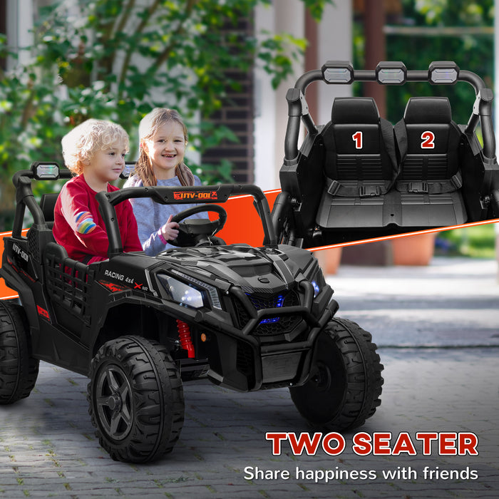 2 Seater 24V Kids Electric Car w/ Remote Control, Black