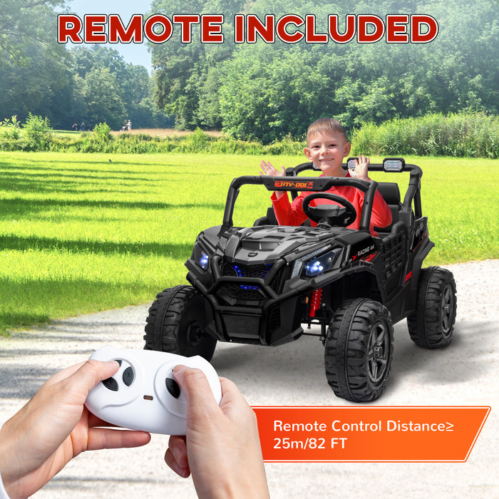 2 Seater 24V Kids Electric Car w/ Remote Control, Black