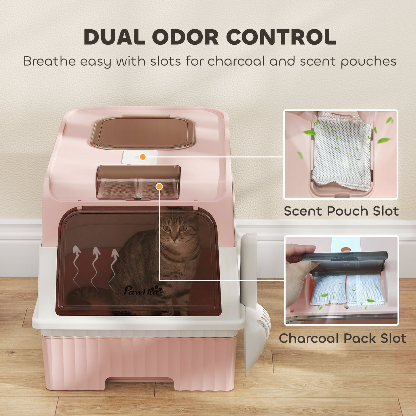 Cat litter Box, Enclosed Cat Litter Box w/ Lid, Pull-Out Drawer Tray