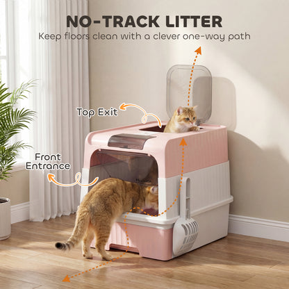 Cat litter Box, Enclosed Cat Litter Box w/ Lid, Pull-Out Drawer Tray