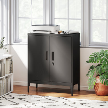 Metal Storage Cabinet with Lock for Home Office, Garage, Study, Black
