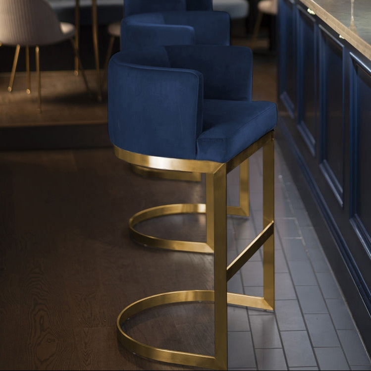 Lasco Bar Stool – Navy Blue - Brushed Brass Base