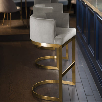 Lasco Bar Stool – Dove Grey - Brushed Brass Base