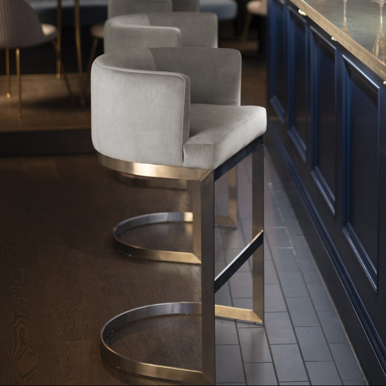 Lasco Bar Stool – Dove Grey - Brushed Stainless Steel Base