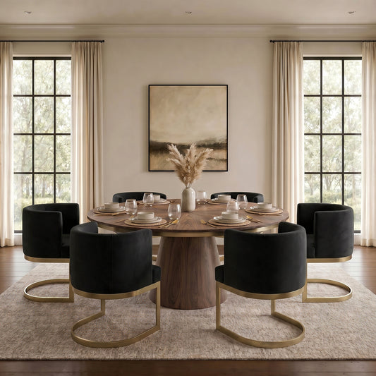 Lasco Dining Chair - Black - Brushed Brass Base