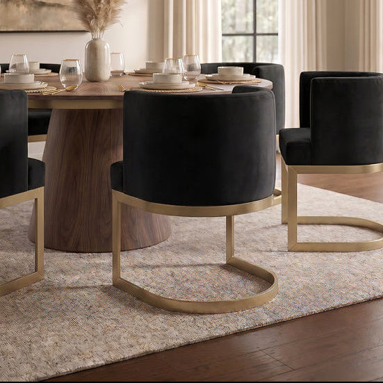 Lasco Dining Chair - Black - Brushed Brass Base