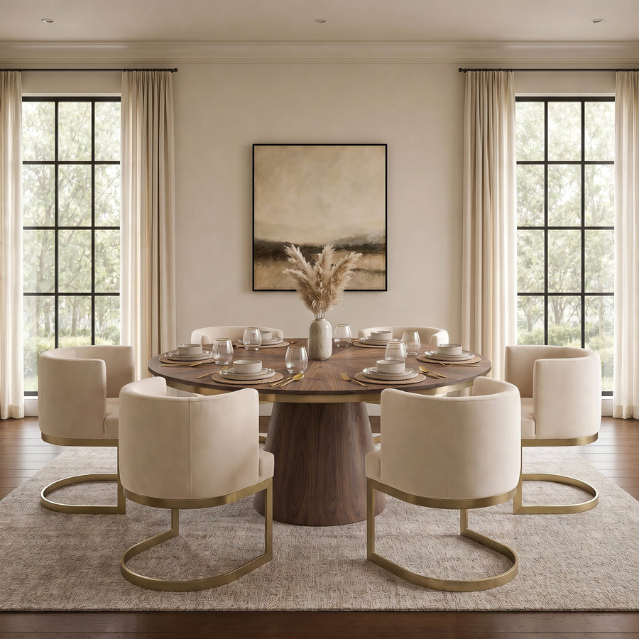 Lasco Dining Chair - Chalk - Brushed Brass Base