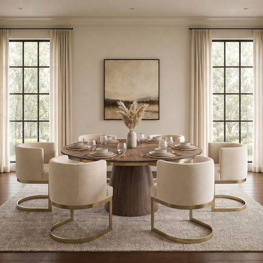Lasco Dining Chair - Chalk - Brushed Brass Base