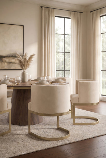 Lasco Dining Chair - Chalk - Brushed Brass Base
