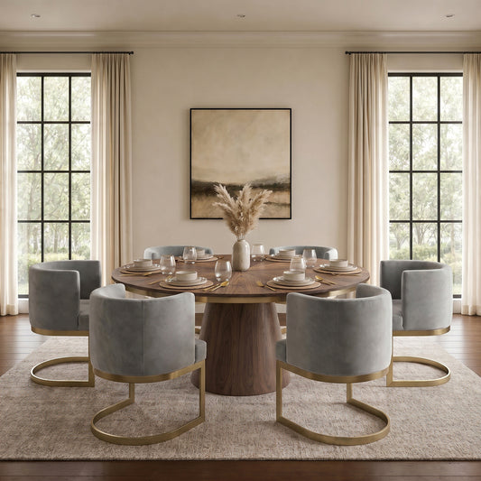Lasco Dining Chair Dove Grey - Brushed Brass Base