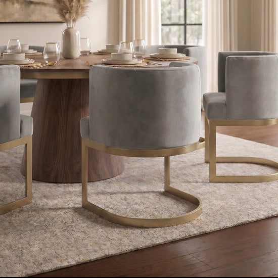 Lasco Dining Chair Dove Grey - Brushed Brass Base