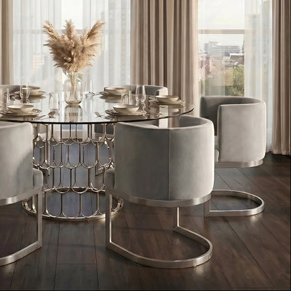 Lasco Dining Chair – Dove Grey - Brushed Stainless Steel Base