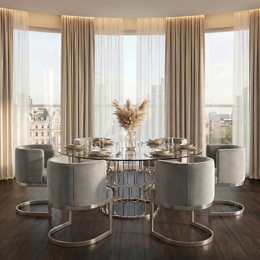 Lasco Dining Chair – Dove Grey - Brushed Stainless Steel Base