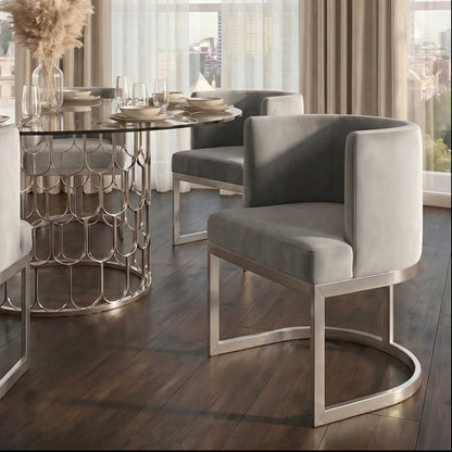 Lasco Dining Chair – Dove Grey - Brushed Stainless Steel Base