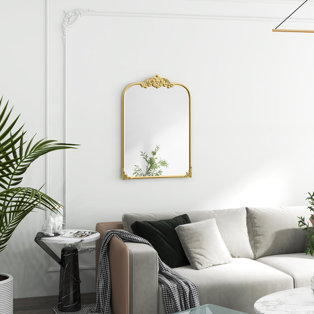 Wall Mirror, Decorative Baroque Mirror with Metal Frame, Gold Tone
