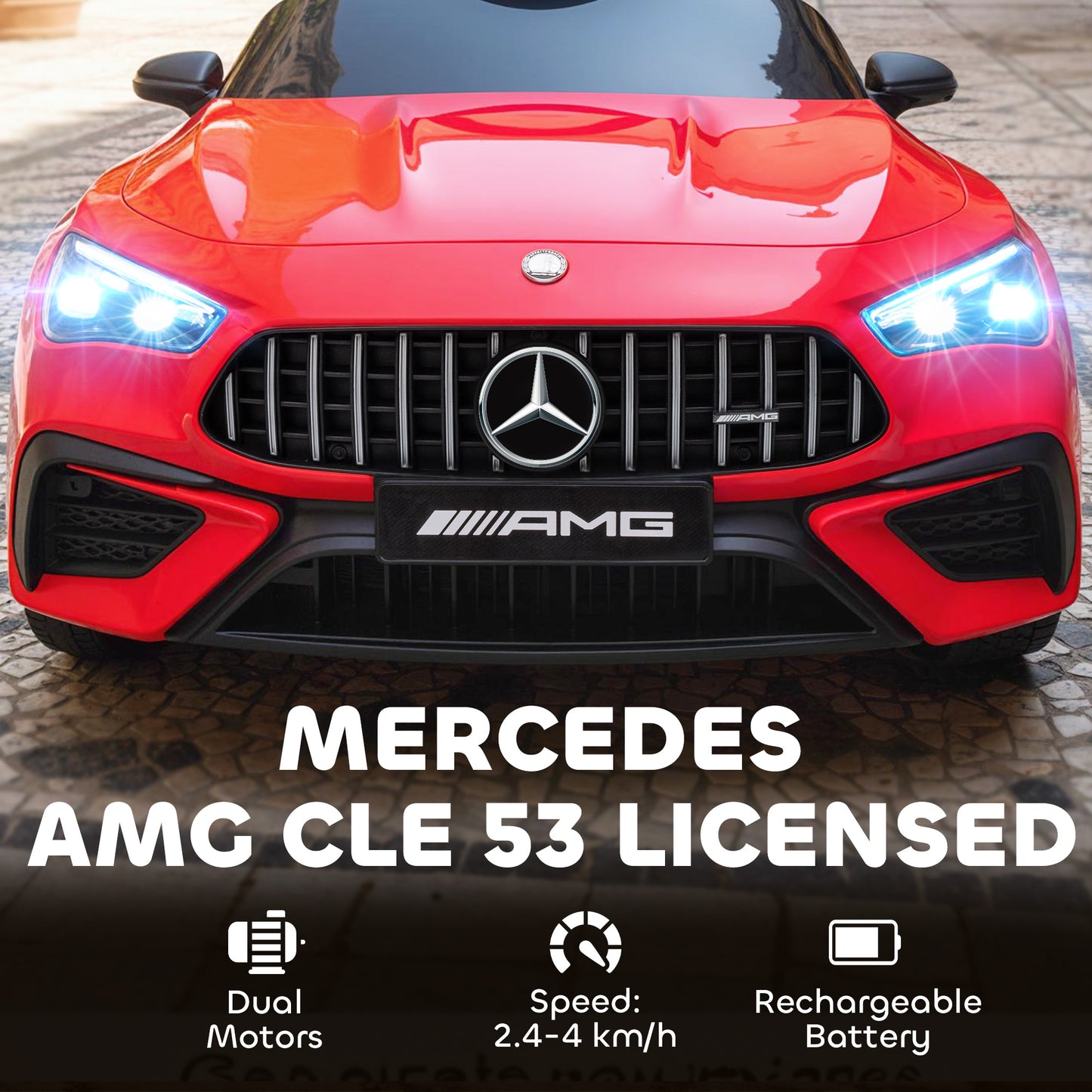 Kids Electric Car Licensed Mercedes AMG, 12V Ride On Car, Red
