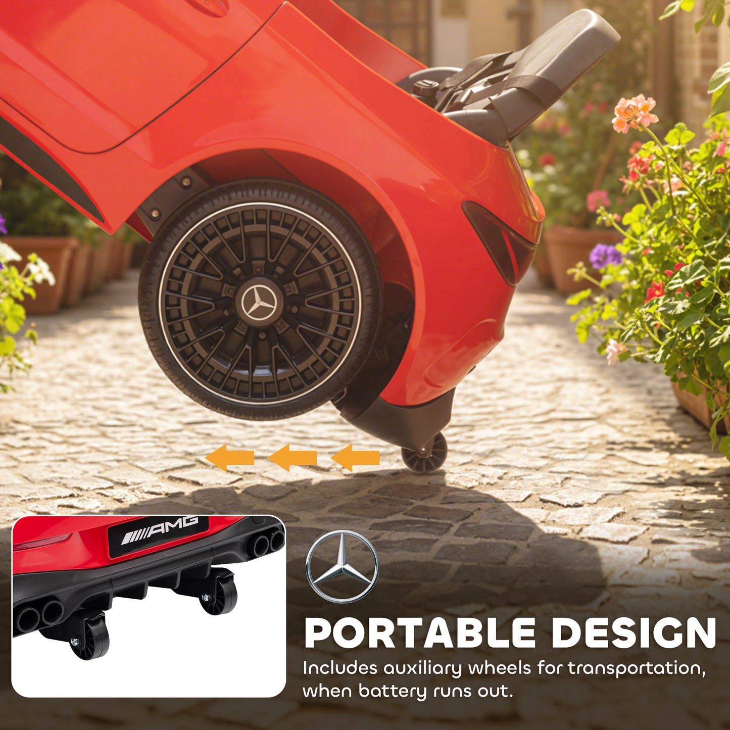 Kids Electric Car Licensed Mercedes AMG, 12V Ride On Car, Red