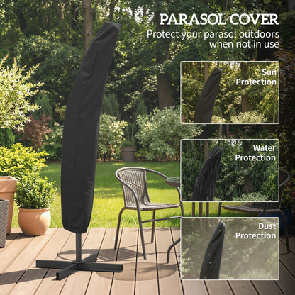 3(m) Banana Parasol Cantilever Umbrella Garden w/ Base Weights - Black