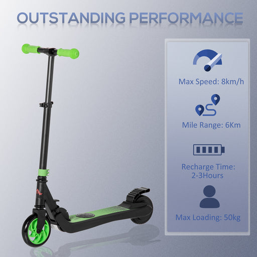 Folding Electric Scooter with Rear Wheel Brake, Green