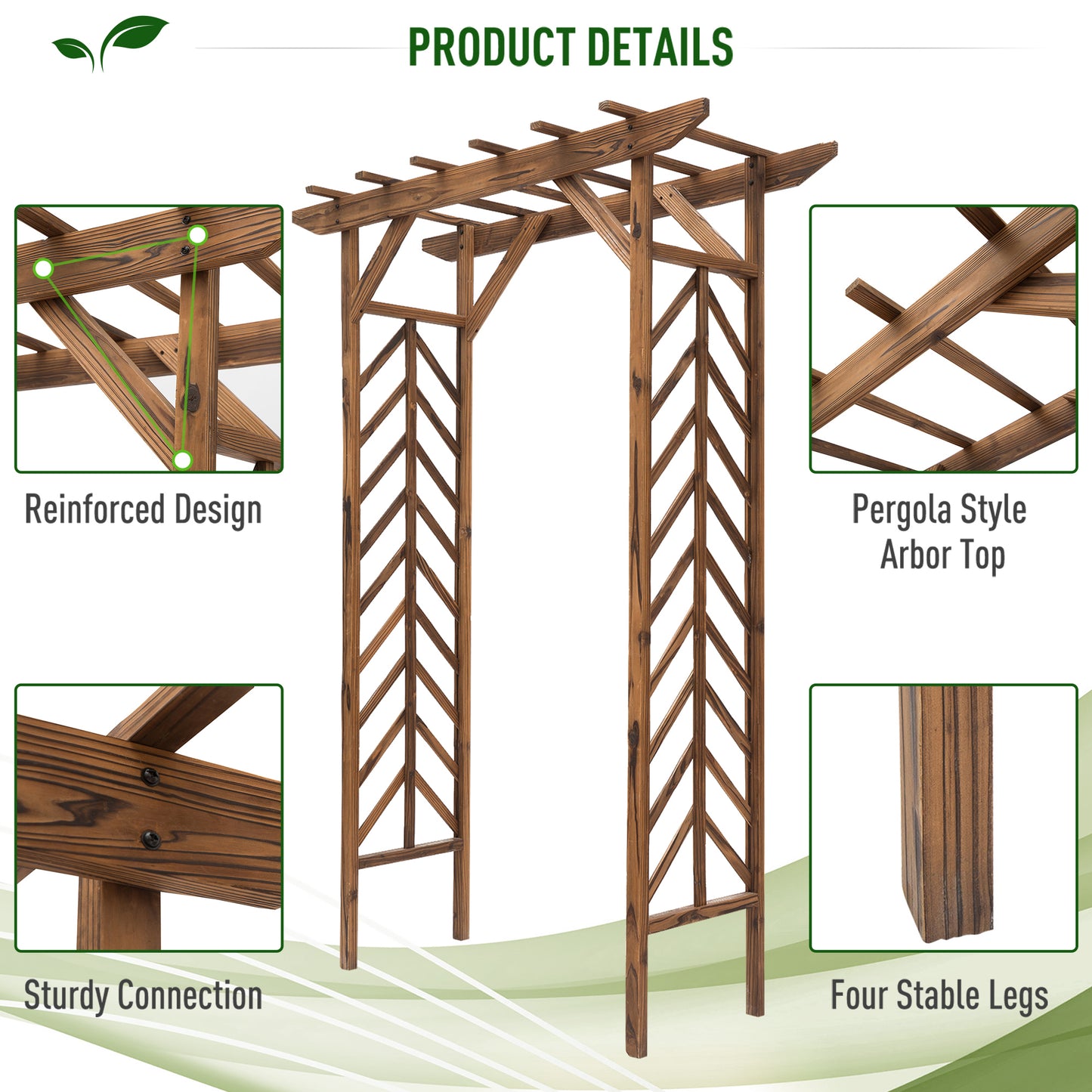 Wooden Garden Arbor, Arch Trellis for Climbing Vines