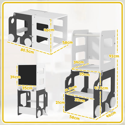 Toddler Step Stool, 4 in 1 Foldable Toddler Step, Grey