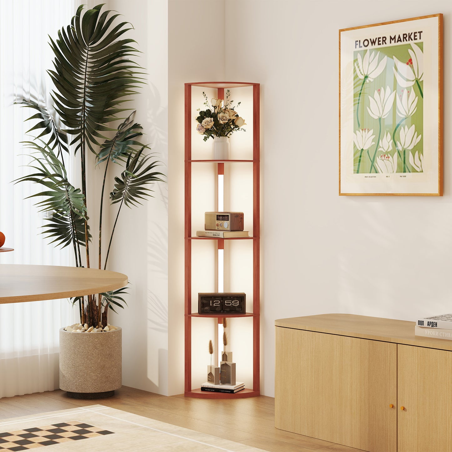 Corner Floor Lamp with Dimmable Warm White LED Light, for Living Room