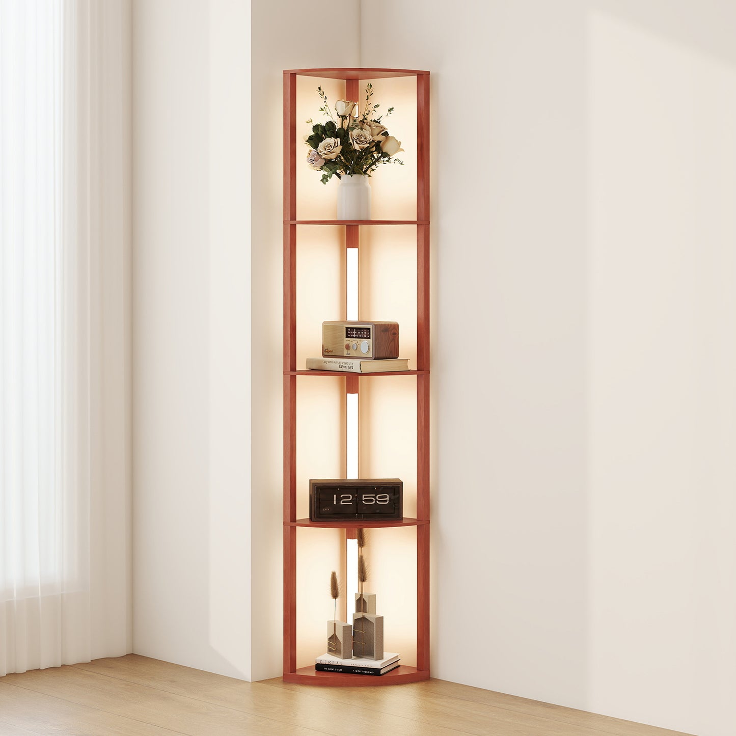 Corner Floor Lamp with Dimmable Warm White LED Light, for Living Room