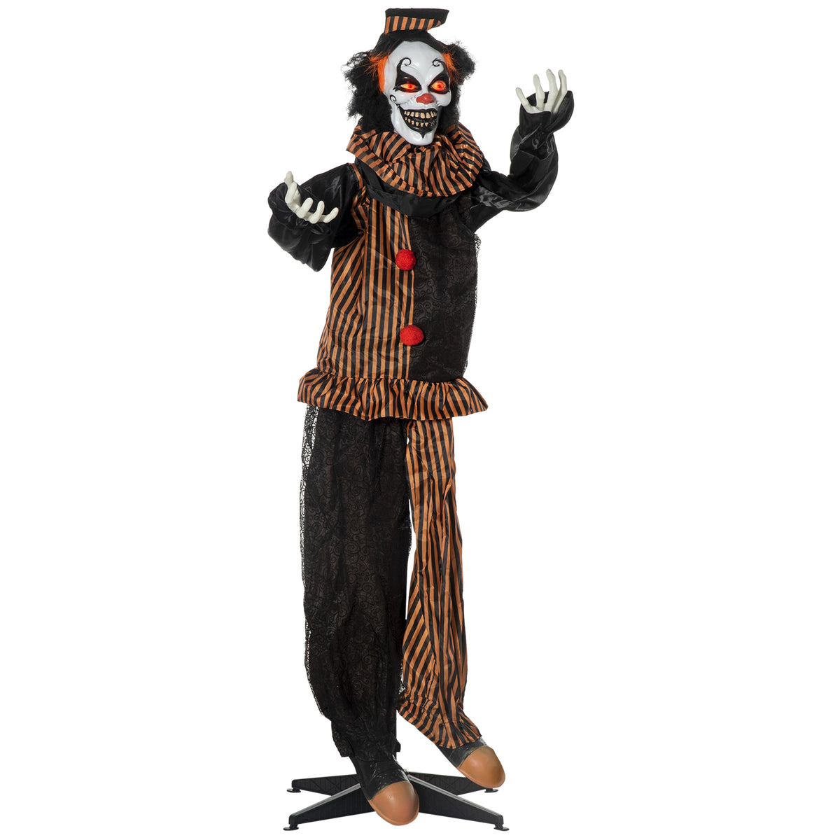 67" Animated Prop Circus Clown, Indoor Outdoor Halloween Decorations