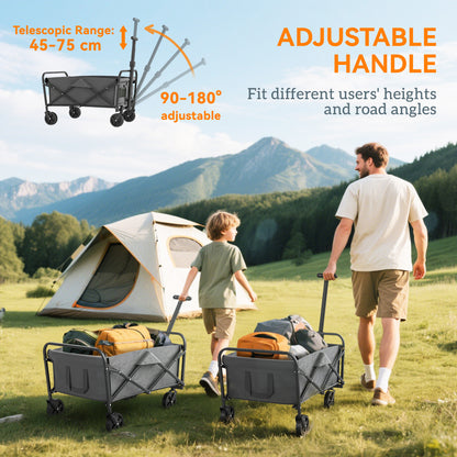 62L Festival Trolley, 120kg Heavy Duty Folding Trolley Cart, Grey