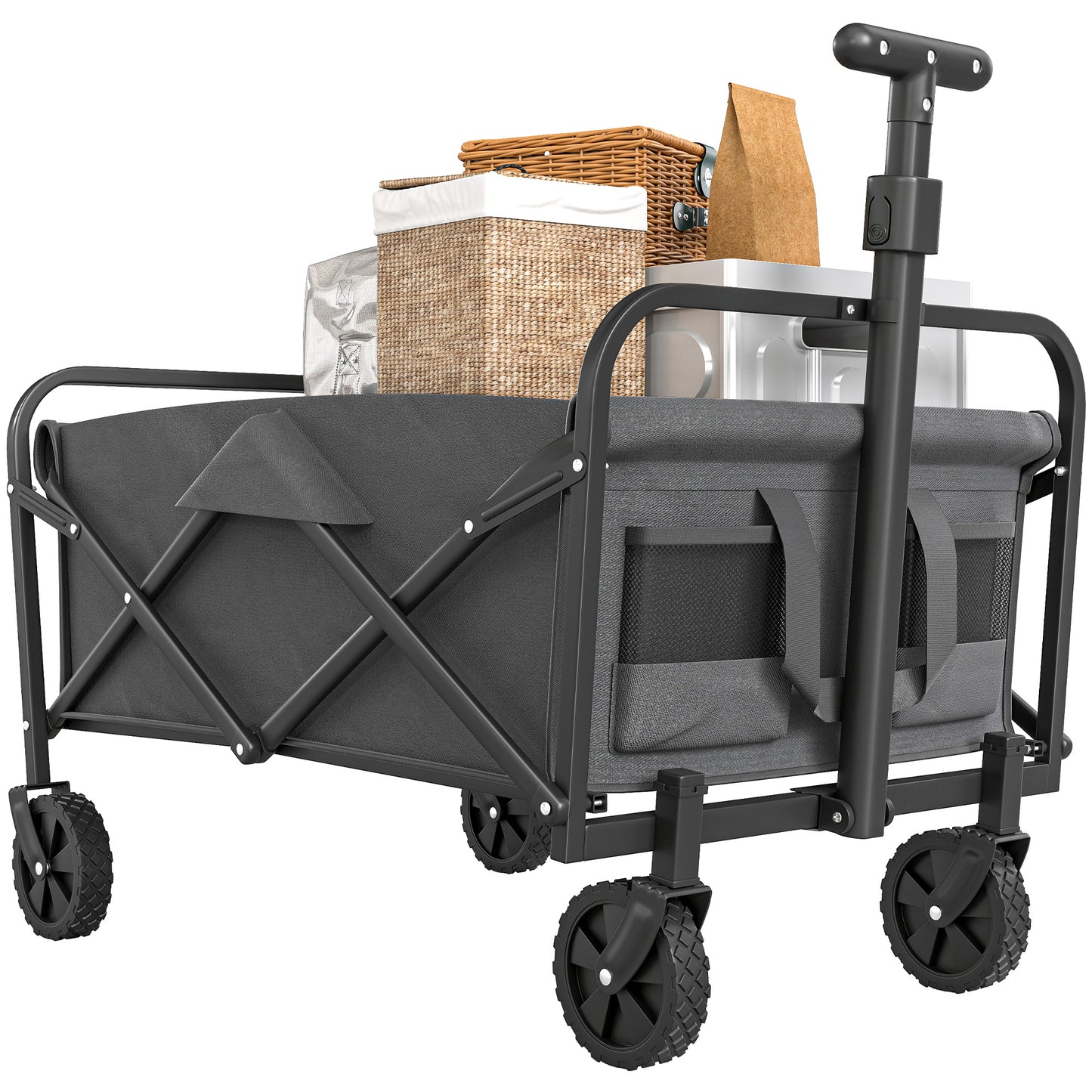 62L Festival Trolley, 120kg Heavy Duty Folding Trolley Cart, Grey