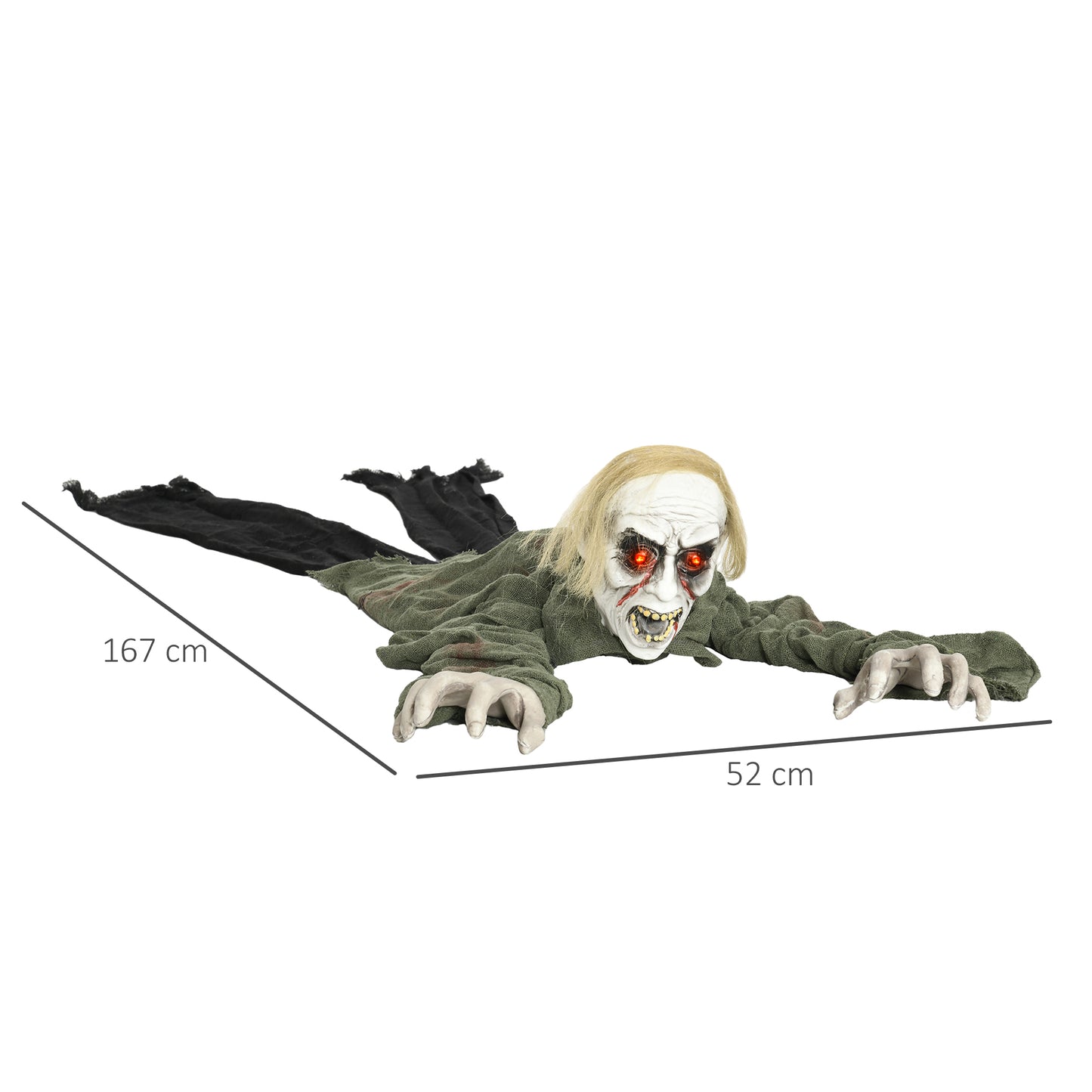 167 cm Halloween Outdoor Decoration Crawling Zombie, Sound Activated