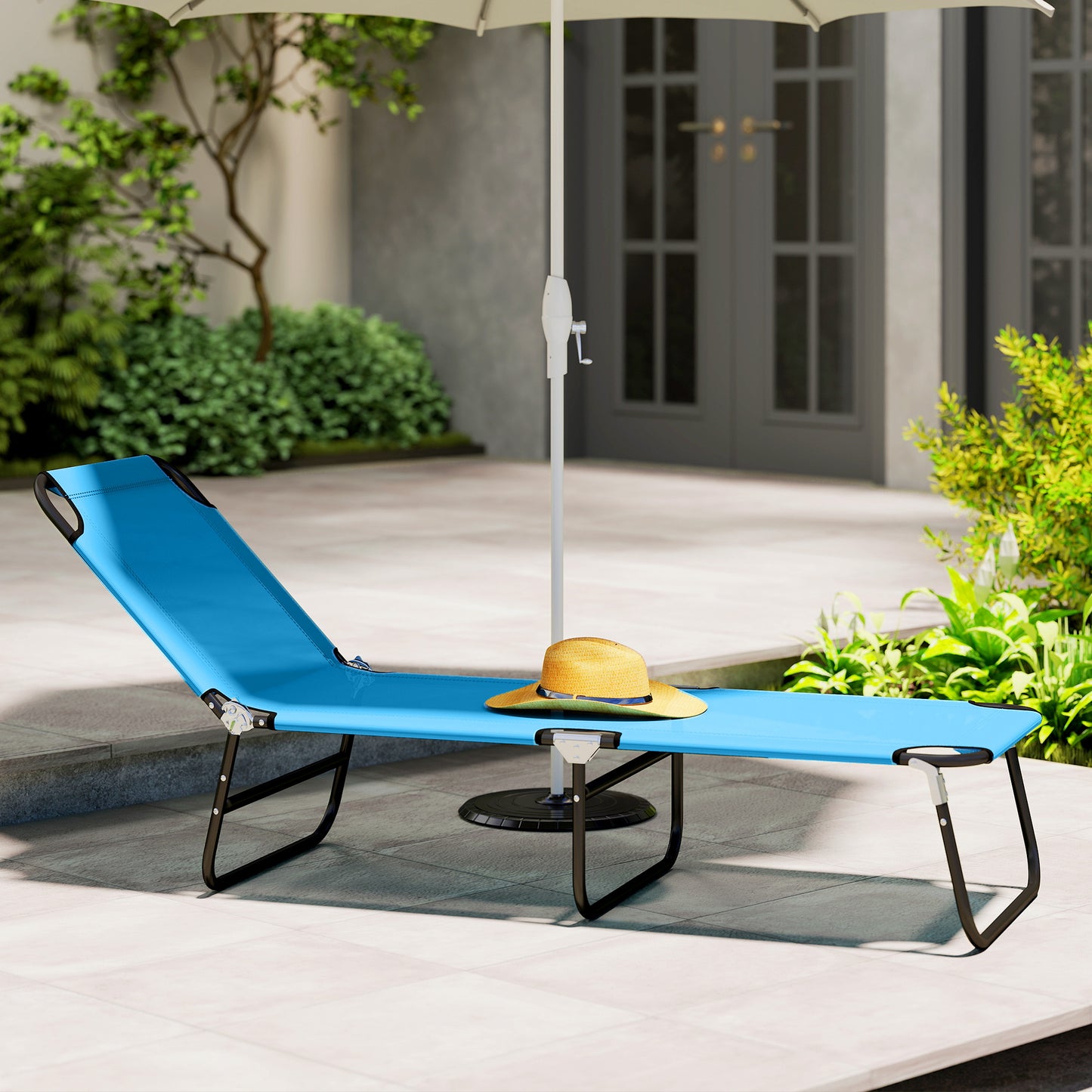 2 Piece Reclining Chaise Lounge with Adjustable Backrest, Sky Blue