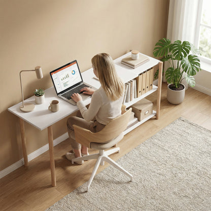 Computer Desk with Storage Shelves 150 cm White/Oak