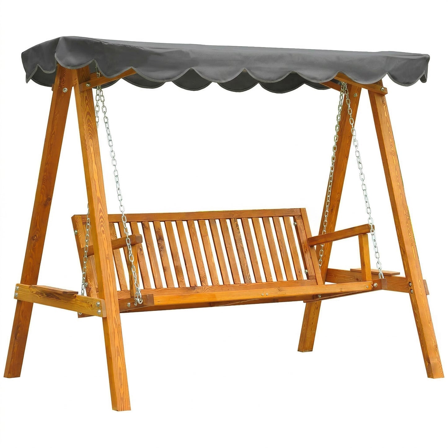 3 Seater Garden Swing Seat with Canopy, Outdoor Hammock Bench