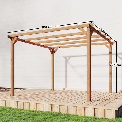 3x3 m Garden Wooden Pergola Gazebo Grape Trellis, Maple Wood-effect