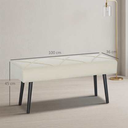Upholstered Hallway Bench with X-Shape Design and Legs, Cream