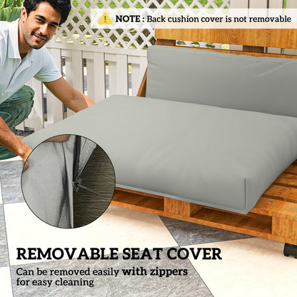 2 Seat Pallet Cushions 20cm Thick Outdoor Seat Pads, Light Grey