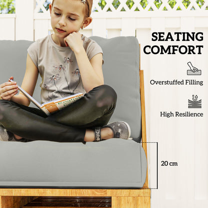 2 Seat Pallet Cushions 20cm Thick Outdoor Seat Pads, Light Grey
