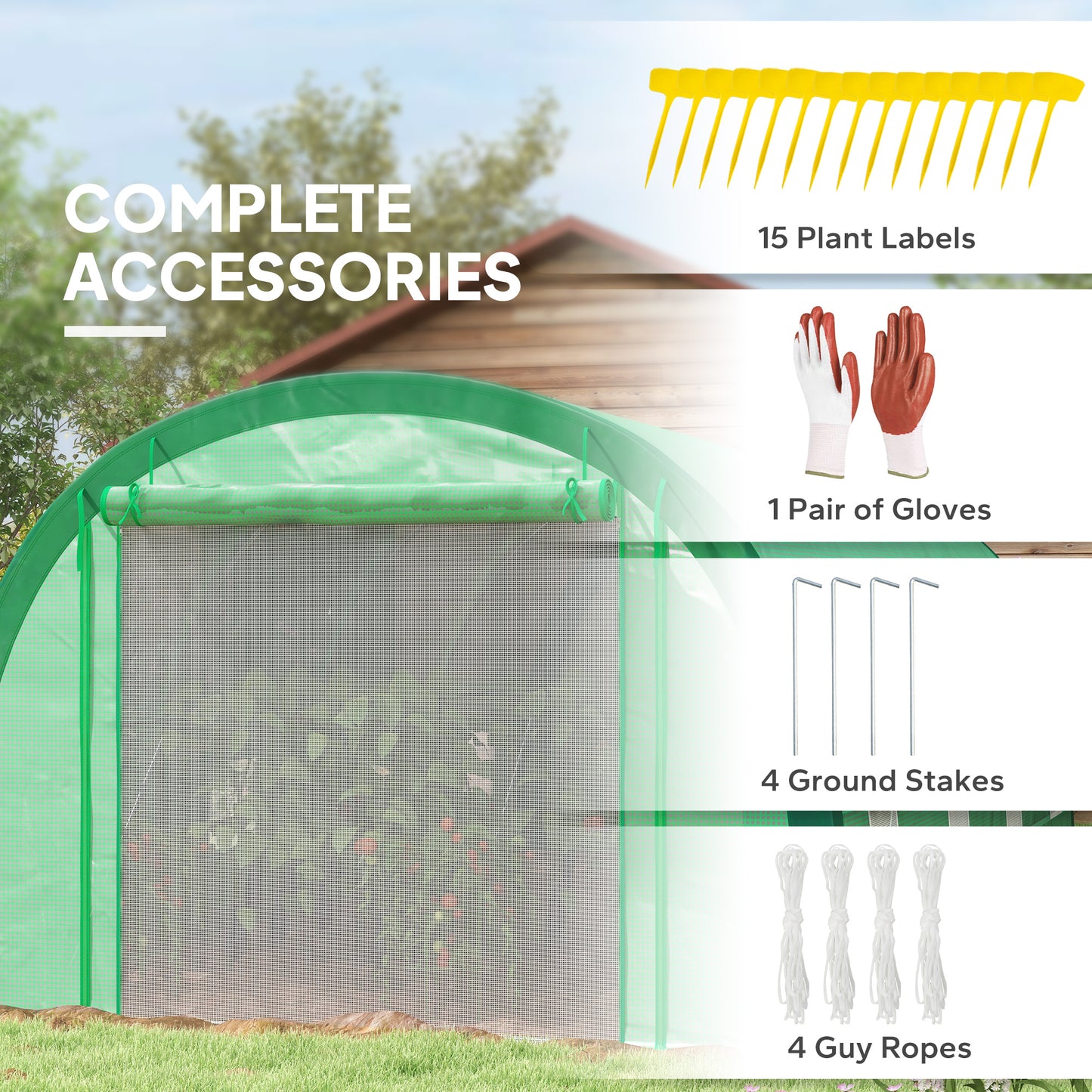 Walk-in Tunnel Greenhouse, Upgraded Structure, Mesh Door & Windows